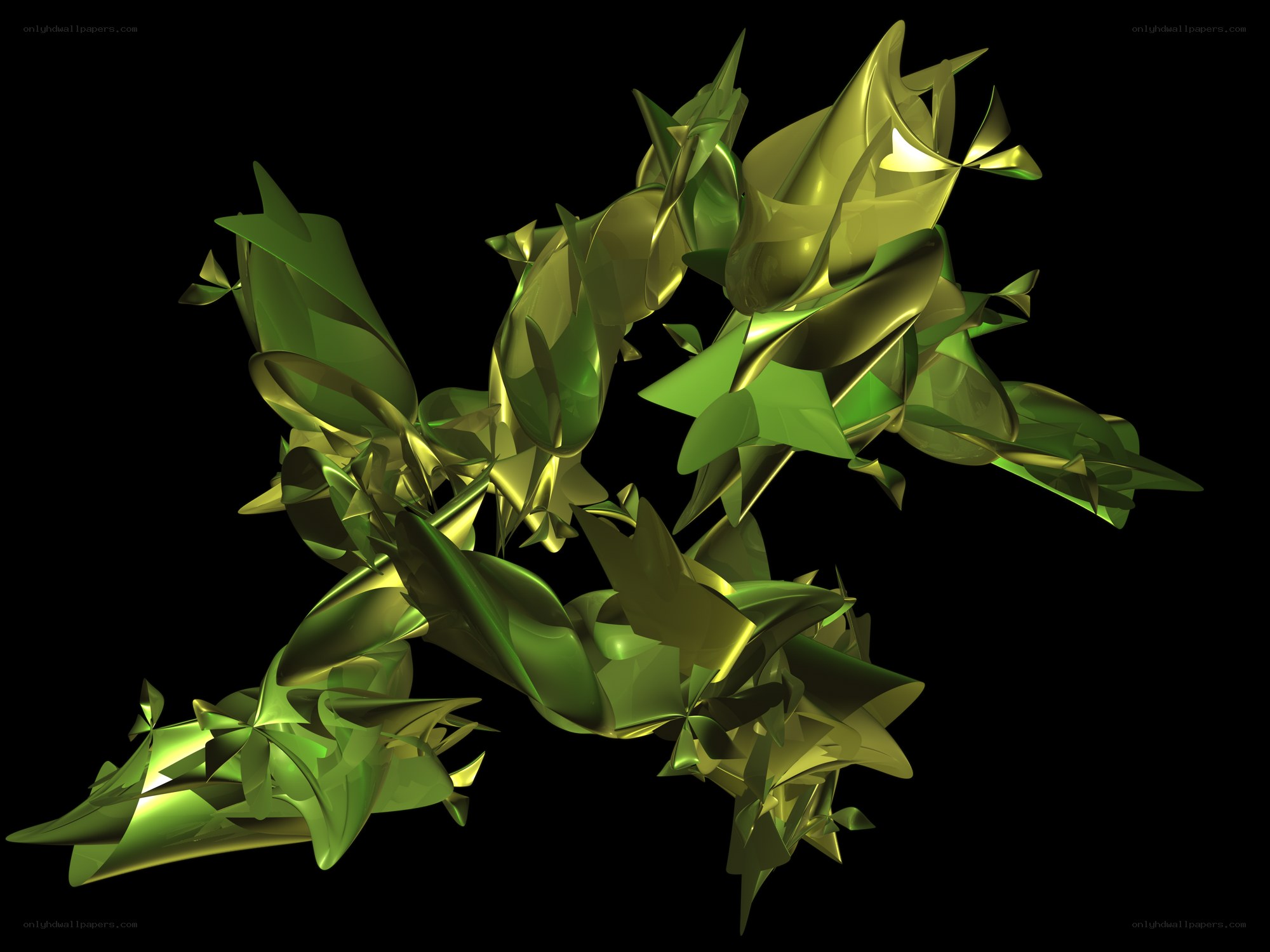 Abstract green metallic sculpture