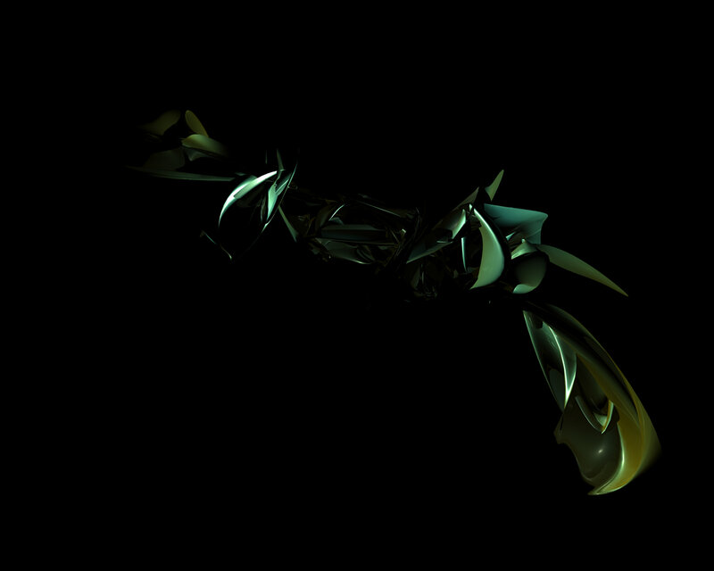 Abstract green metallic sculpture