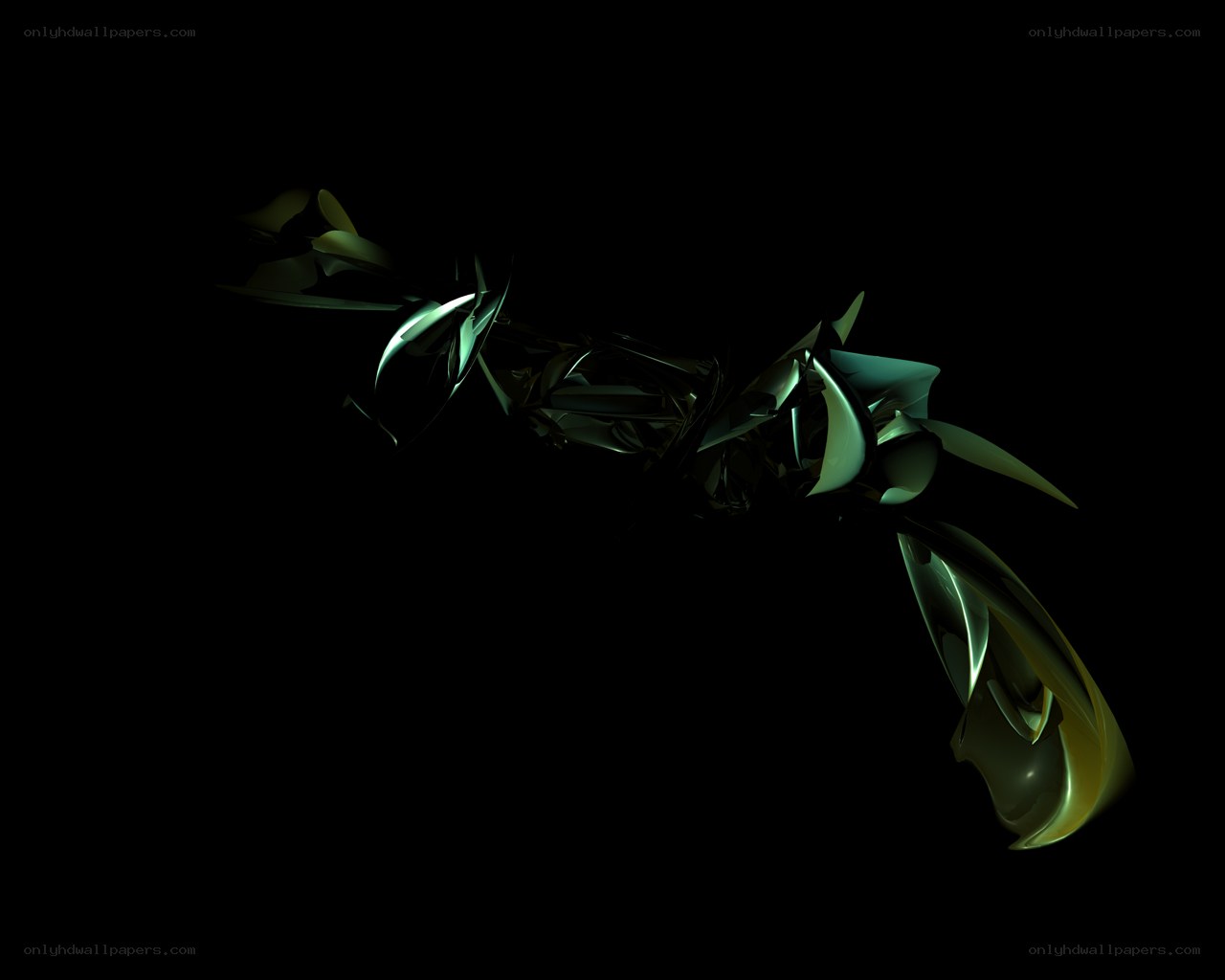 Abstract green metallic sculpture