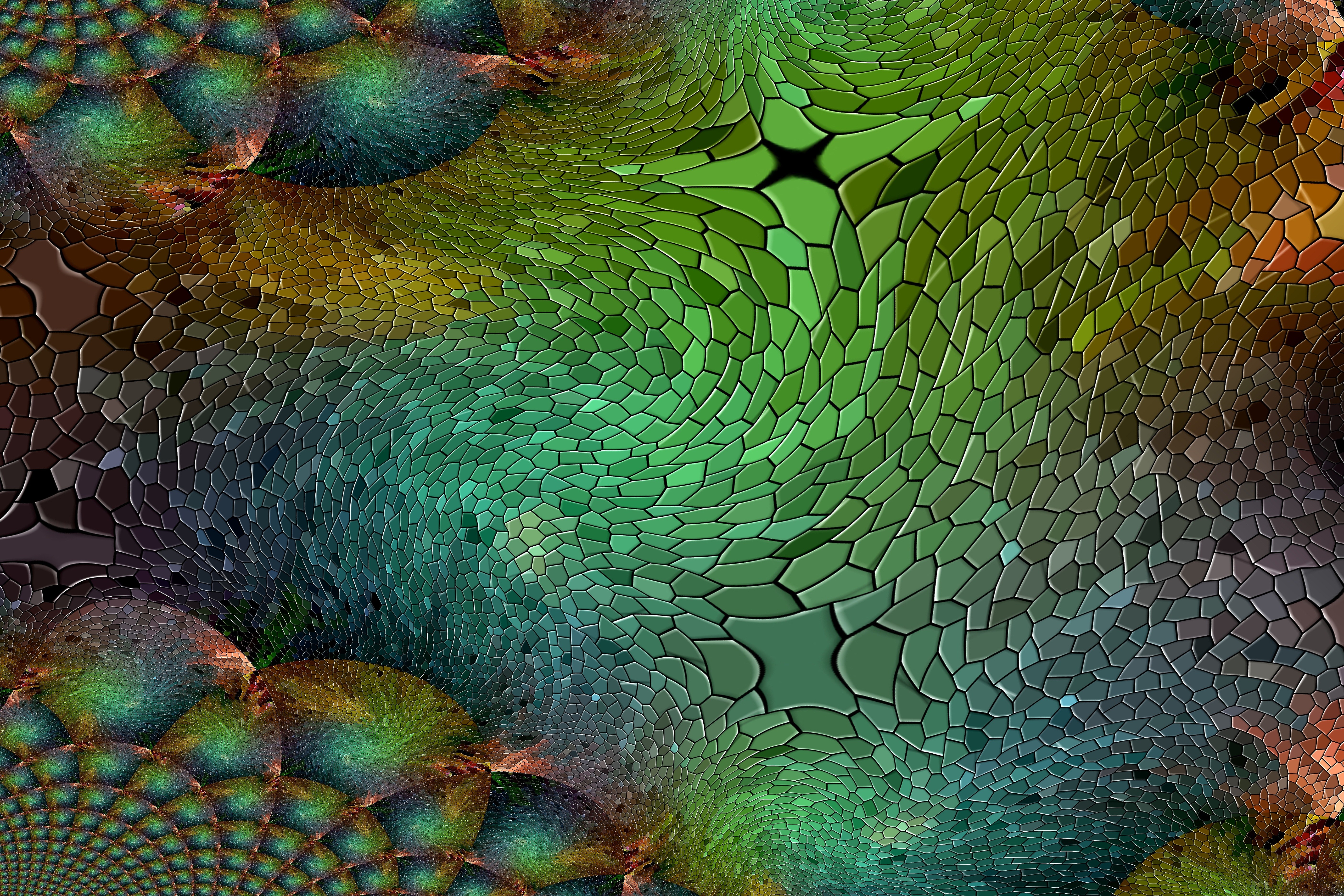 Abstract green mosaic pattern