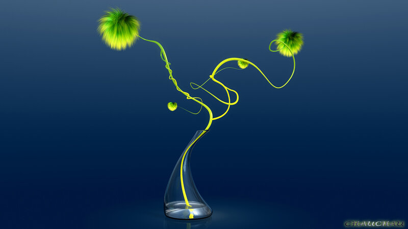 Abstract green plant in a vase