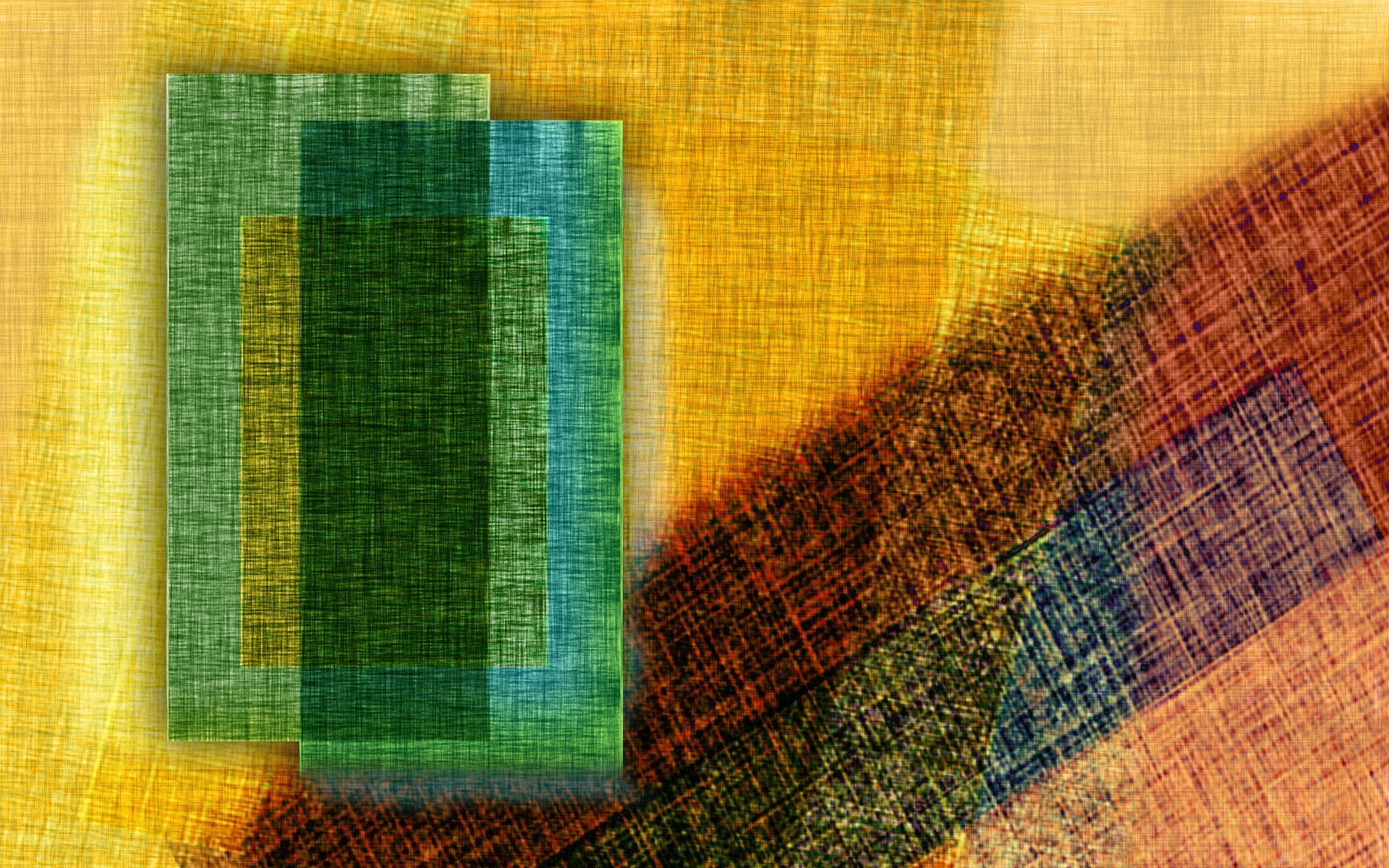 Abstract green rectangles on textured background