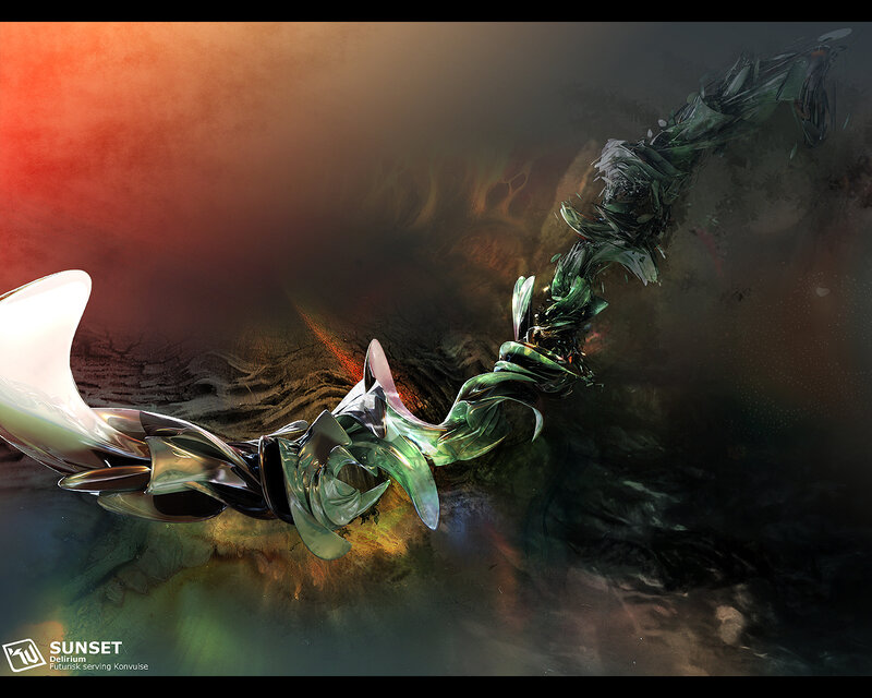 Abstract Green Sculpture — Dramatic