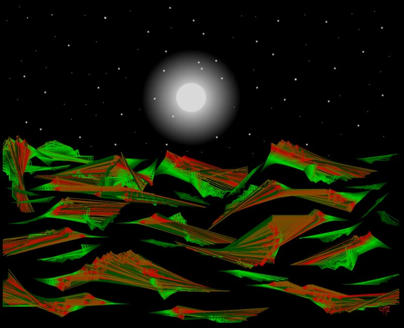 Abstract Green Shapes — Dramatic