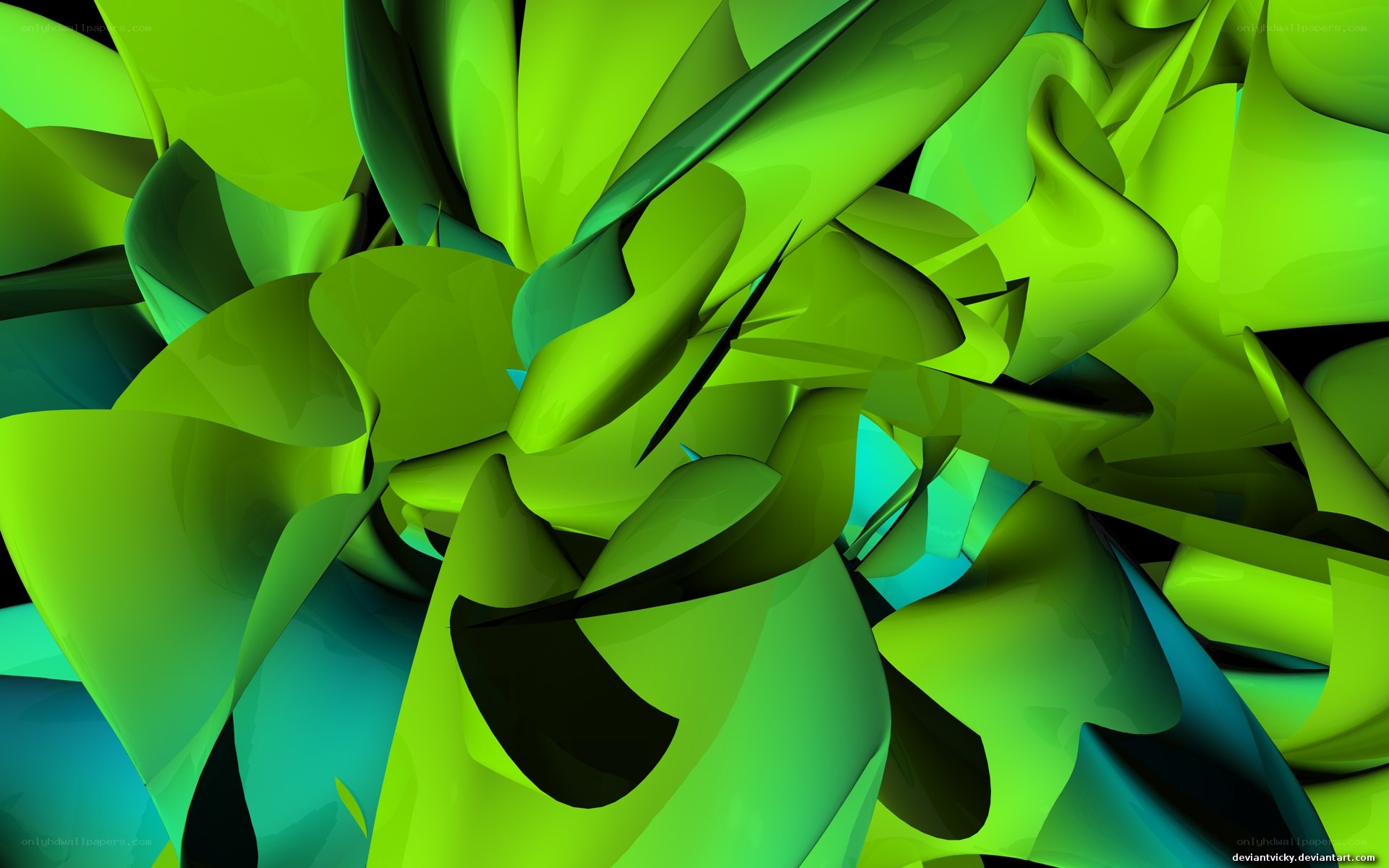 Abstract green shapes