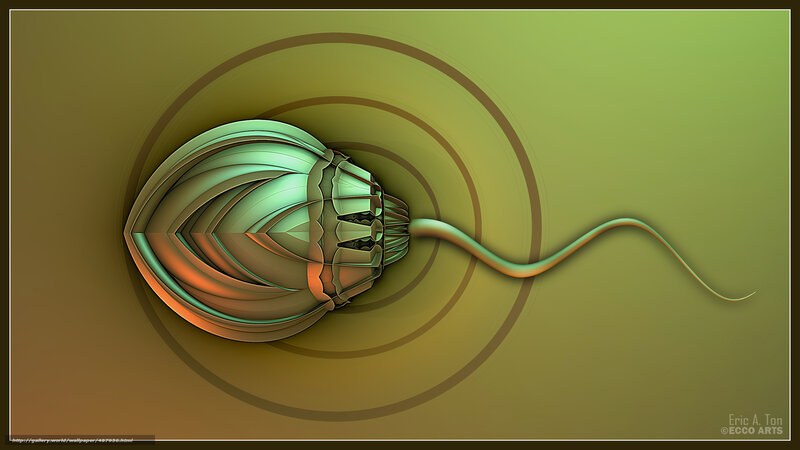 Abstract green sperm cell
