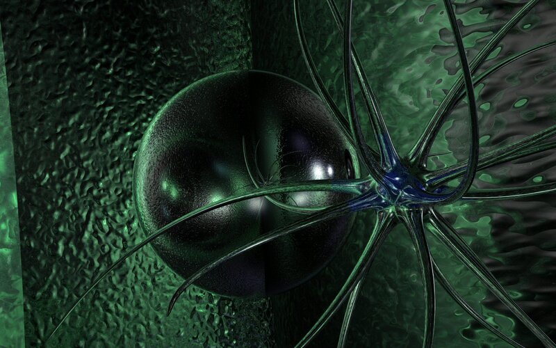 abstract green sphere with tendrils