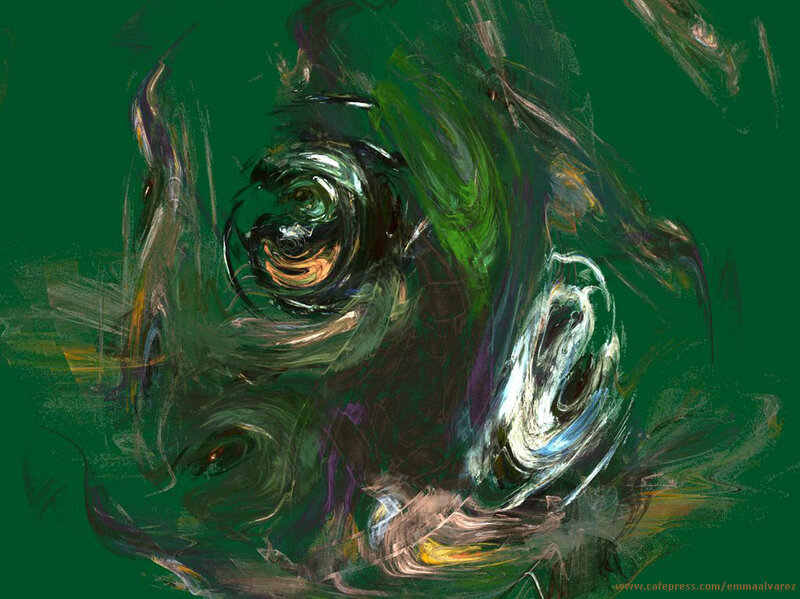 Abstract green swirl painting