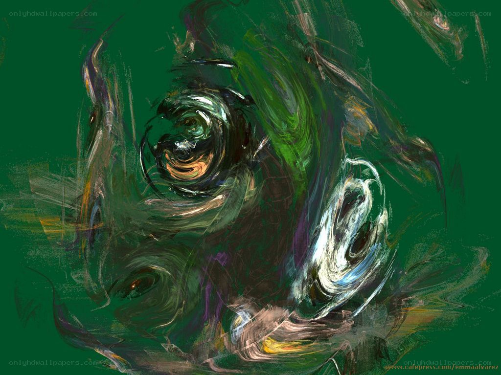 Abstract green swirl painting