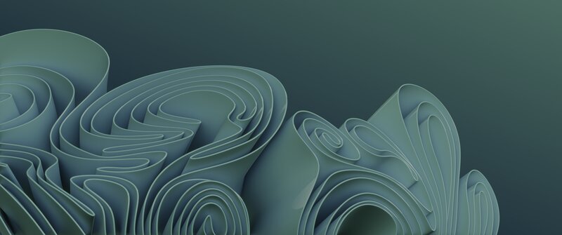 Abstract Green Swirls — Calm, 3d Render, Curves