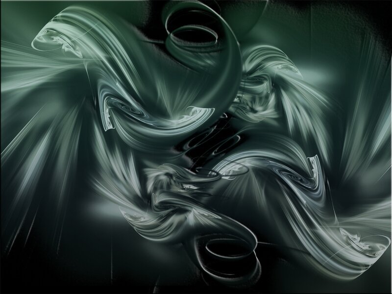 Abstract Green Swirls — Mysterious, Digital Art, Light, Darkness