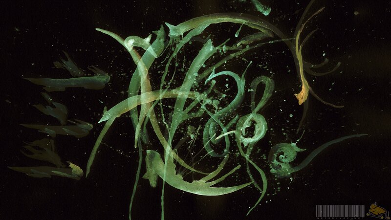 abstract green swirls on black