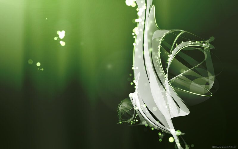 Abstract Green Swirls — Serene, Digital Art