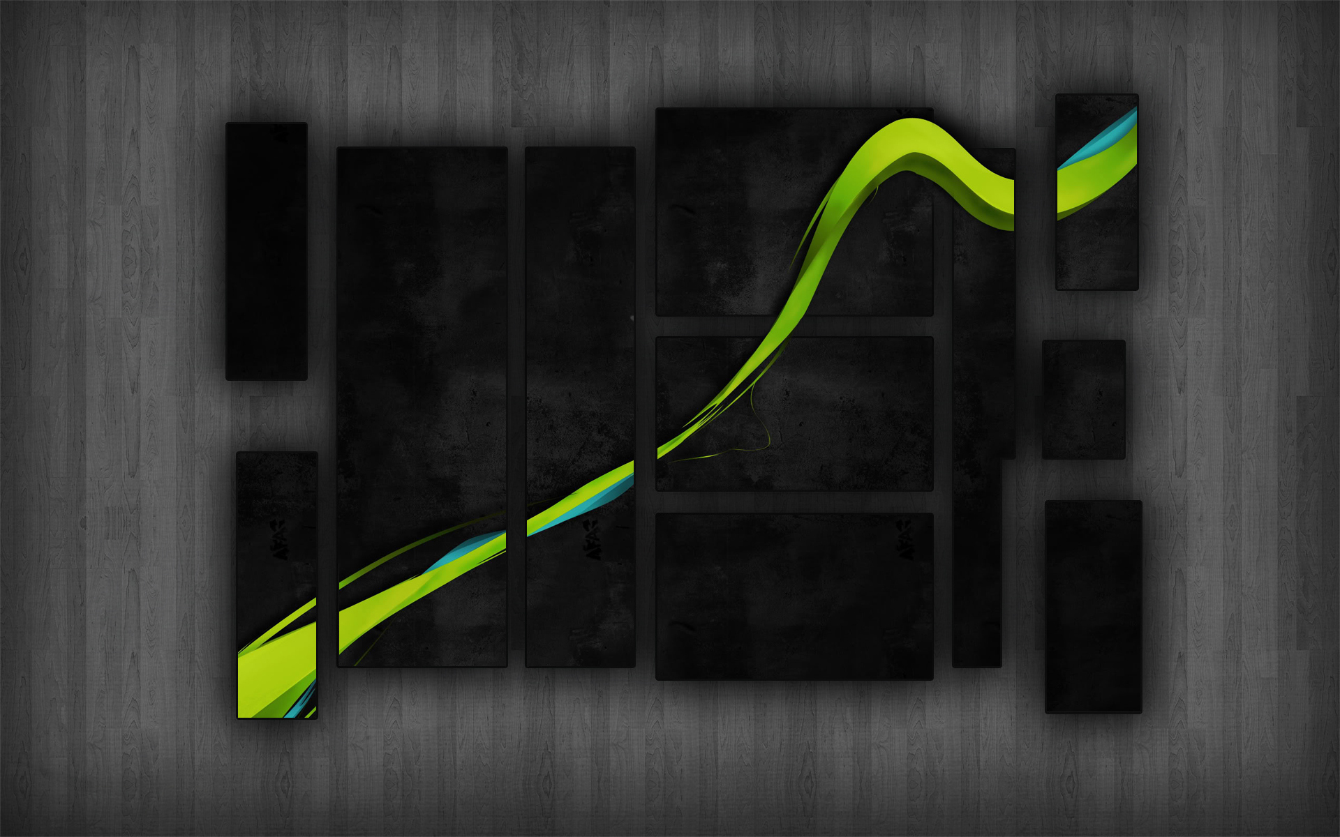 abstract green wave art