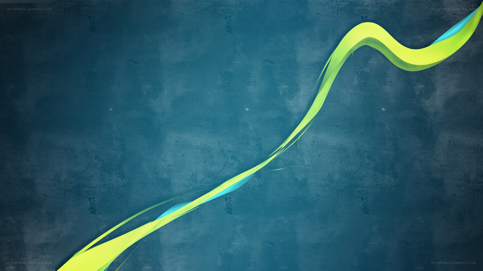 Abstract green wave on blue