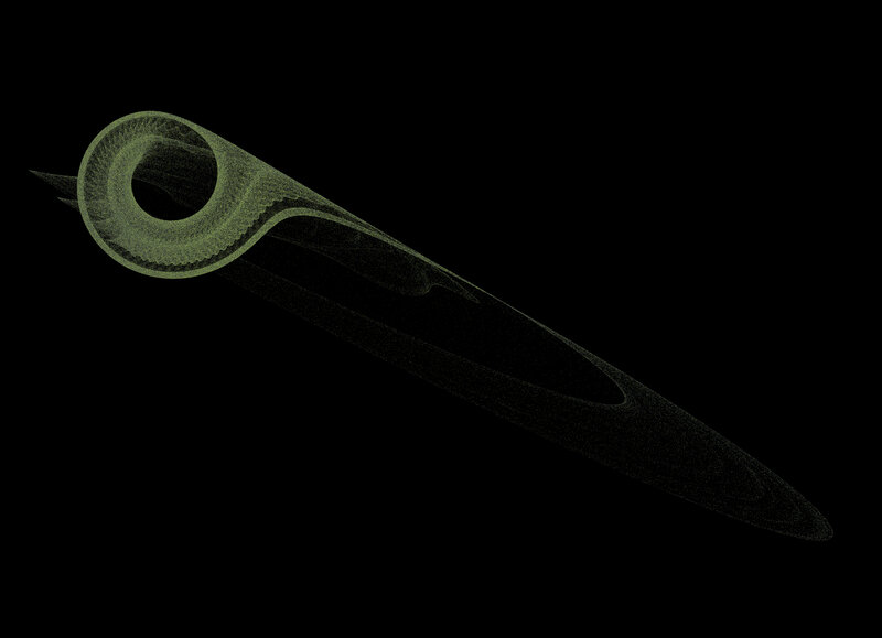 abstract green wireframe object