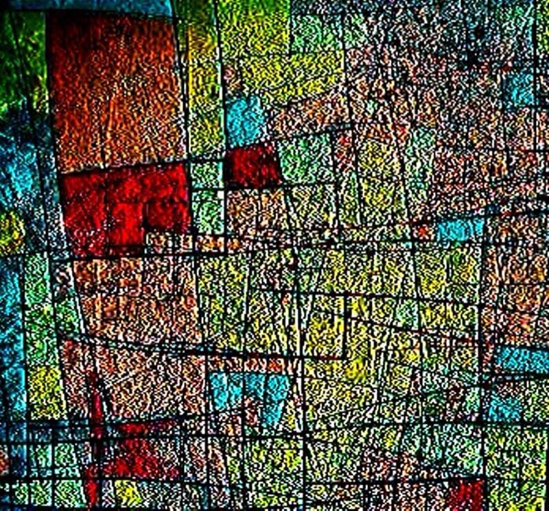 Abstract grid art with vibrant colors