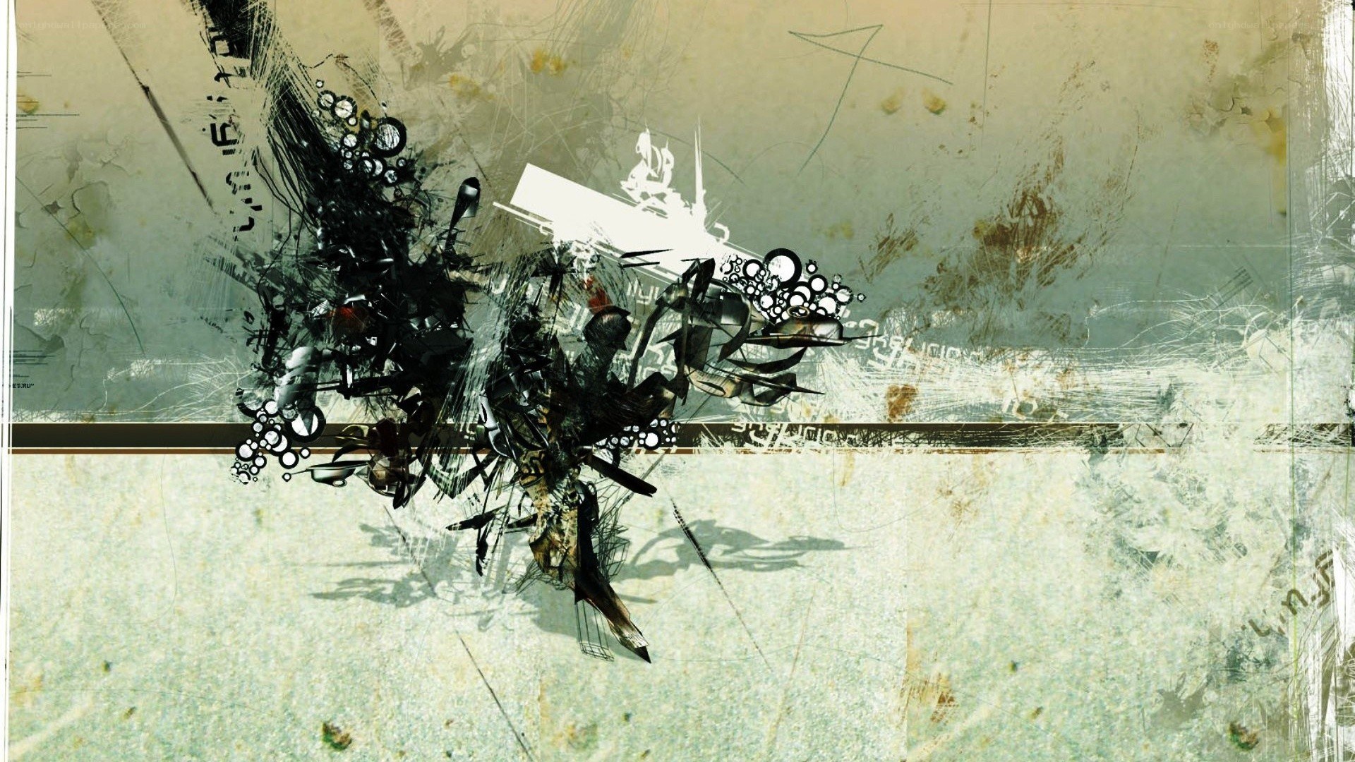 abstract grunge art with black splatter