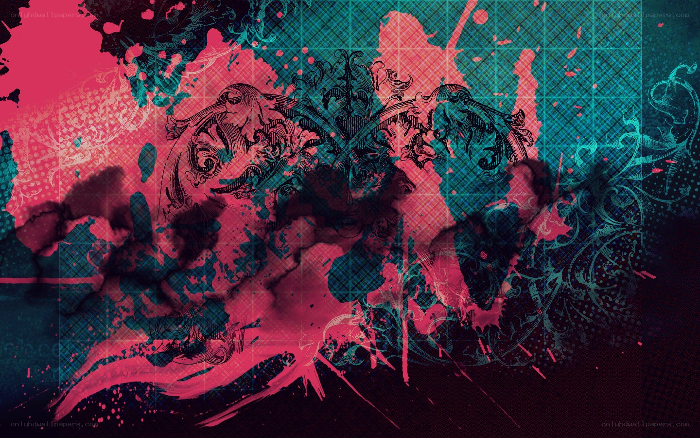 abstract grunge art with floral patterns
