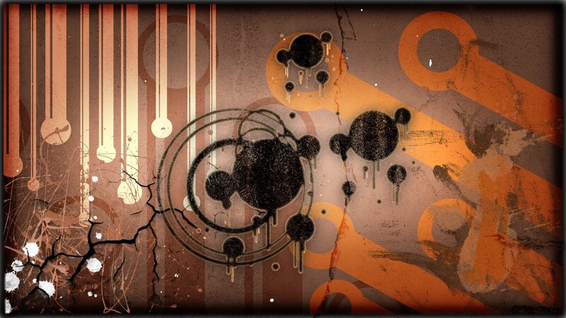 abstract grunge art with orange and black