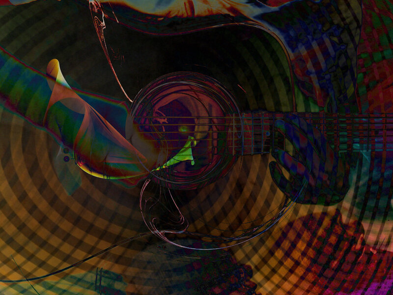 Abstract guitar player artwork
