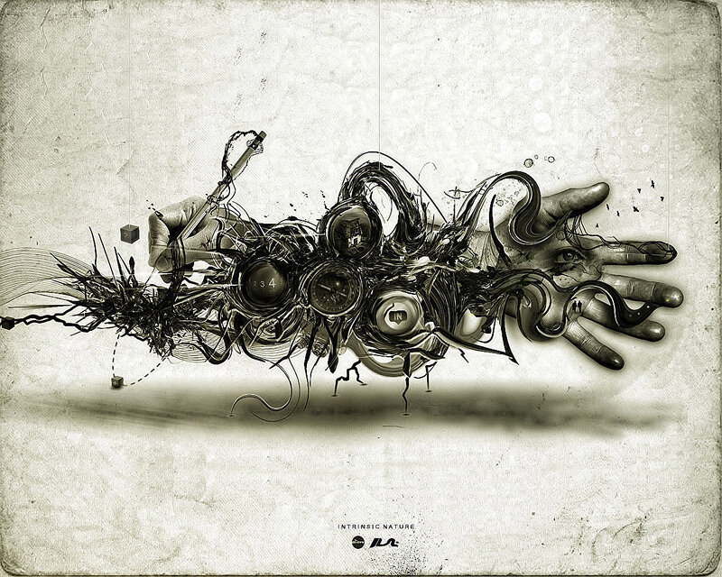 abstract hand with mechanical elements