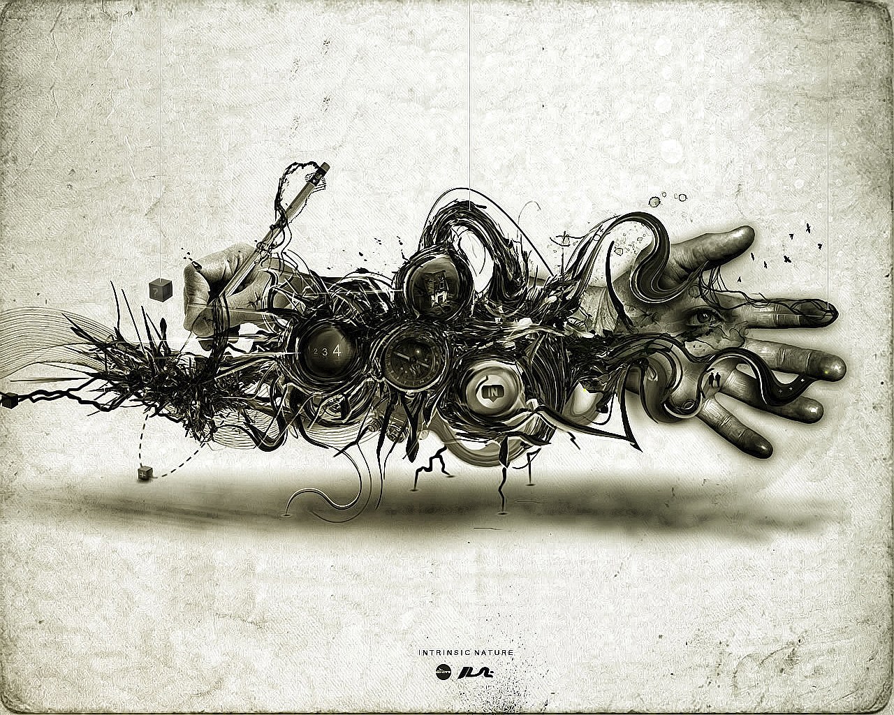 abstract hand with mechanical elements