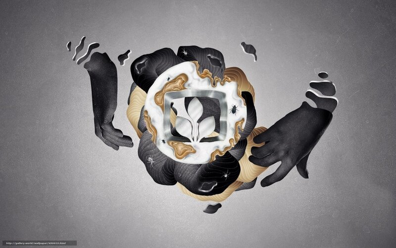 abstract hands and logo art