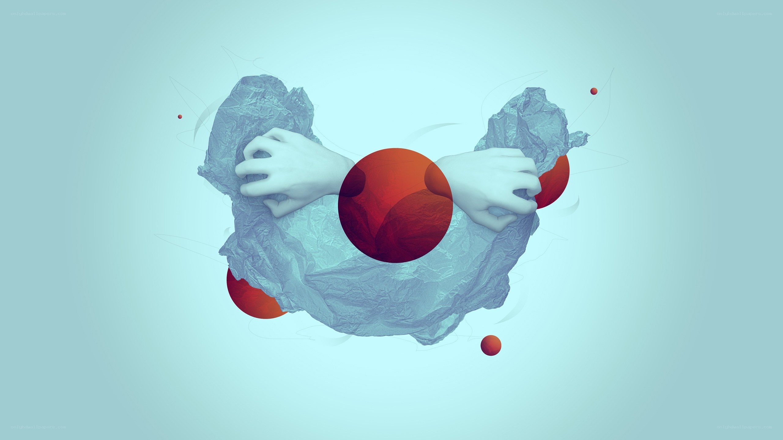 abstract hands holding red spheres