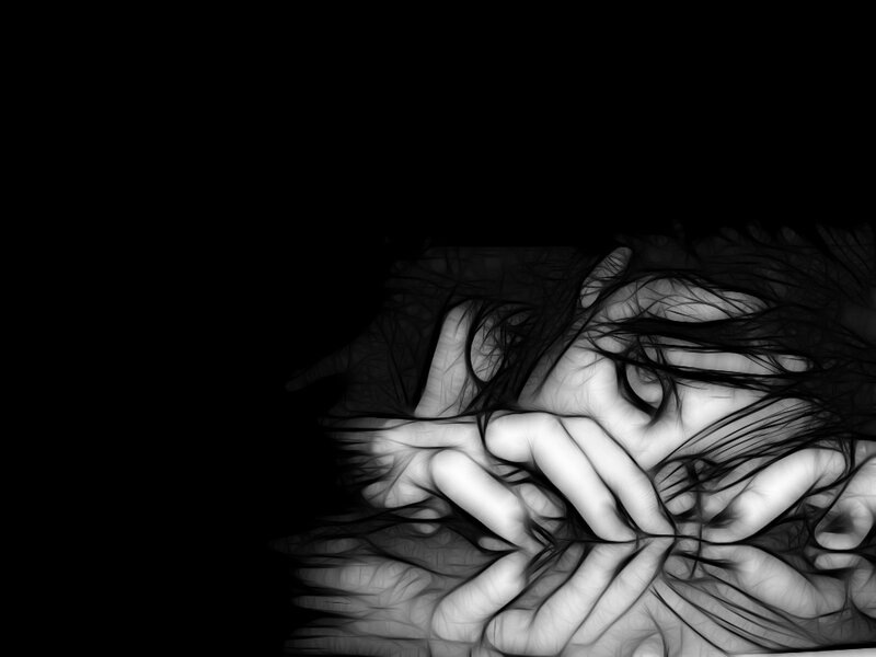 abstract hands in darkness