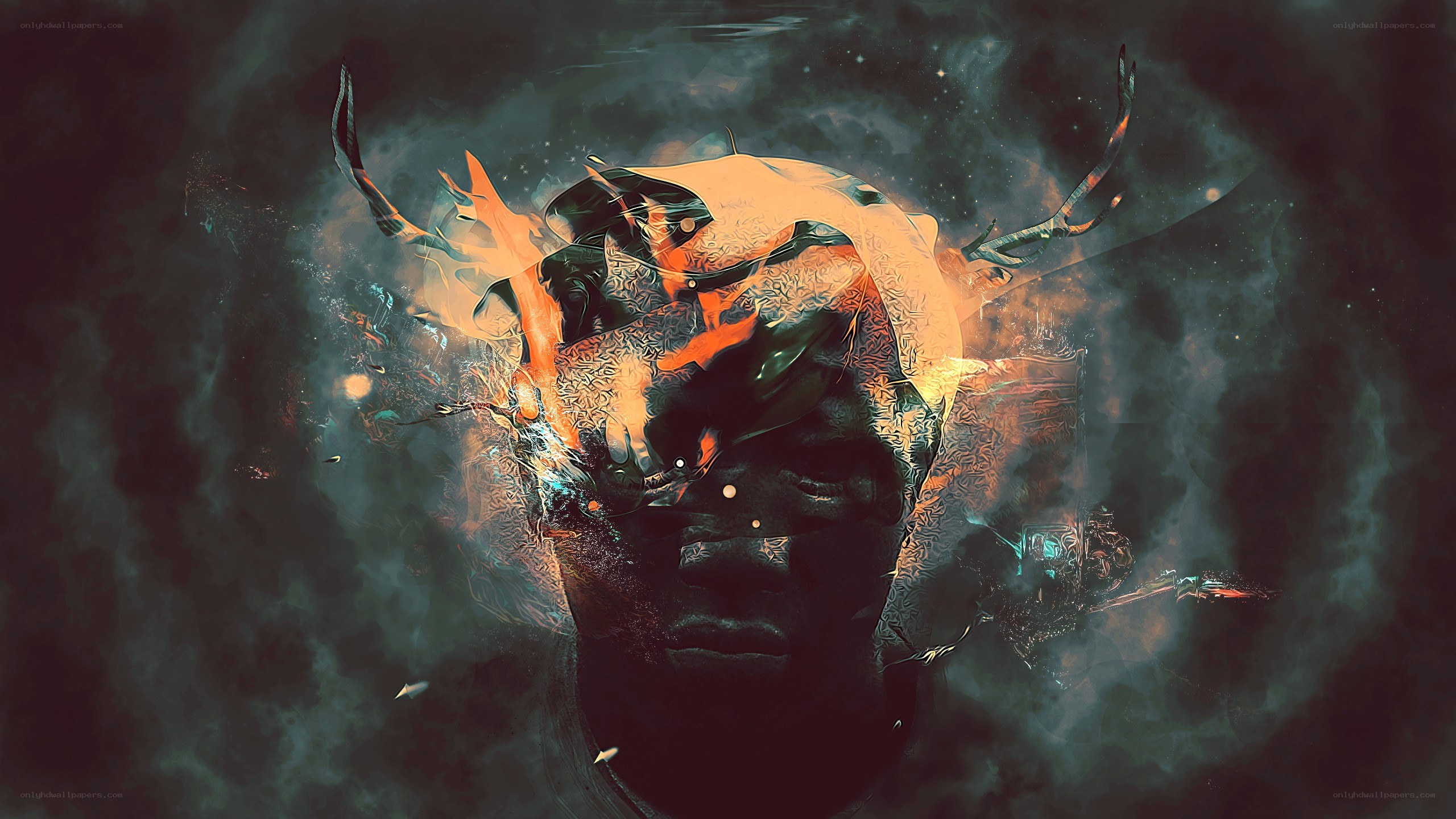 abstract head with antlers