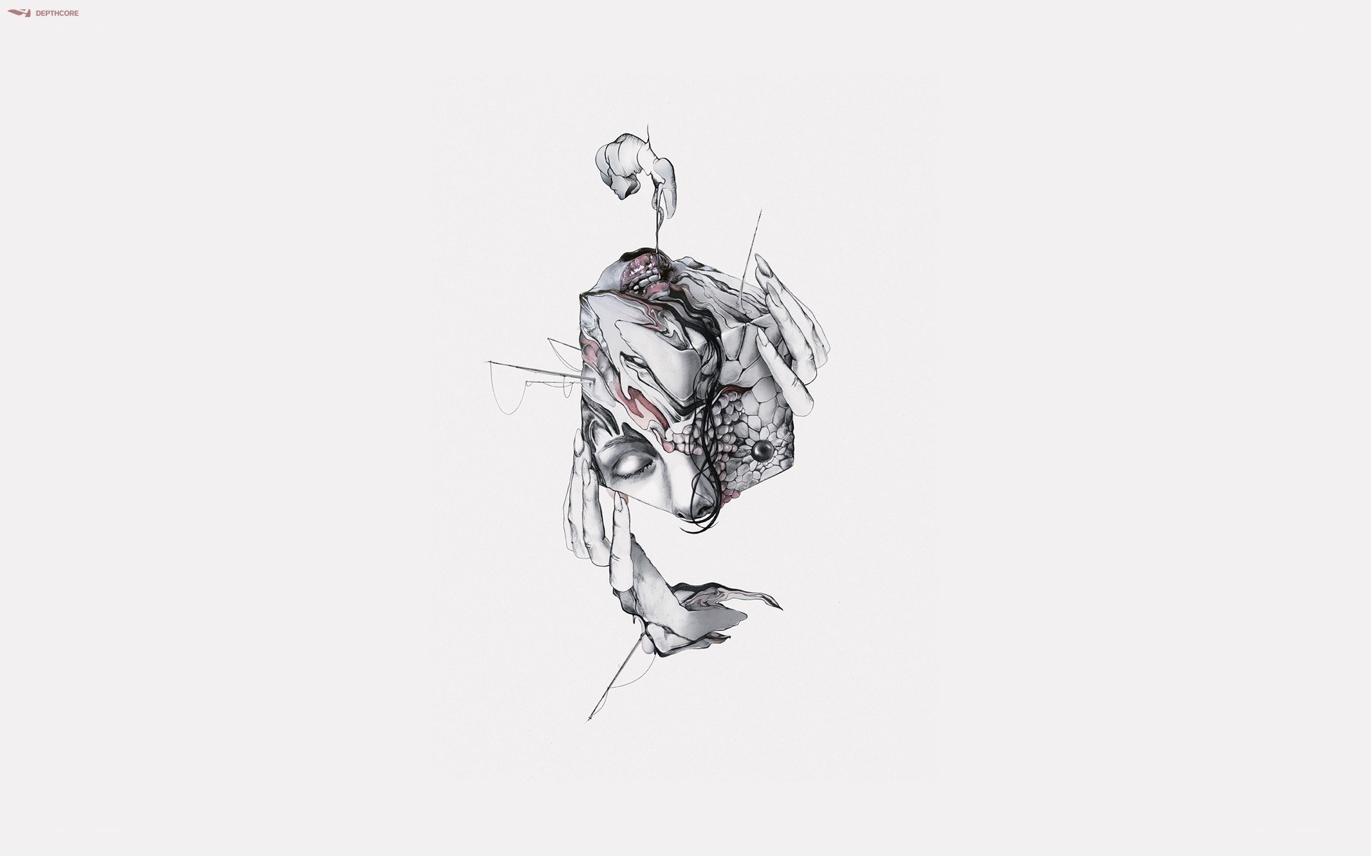 abstract head with hands
