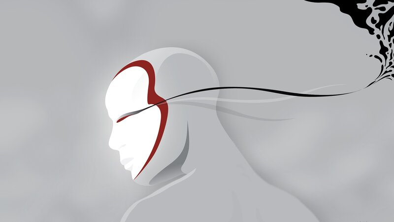 abstract head with red line