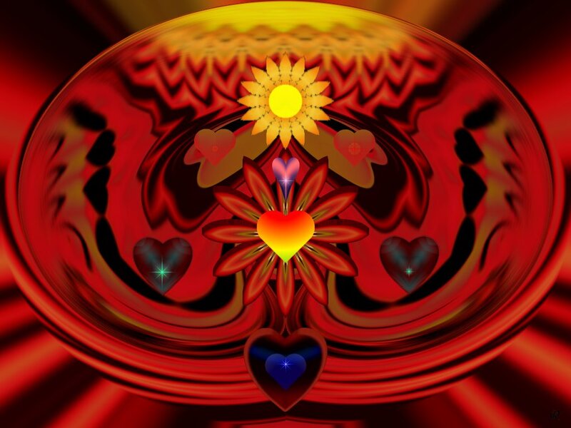 Abstract Heart and Flower Design — Red
