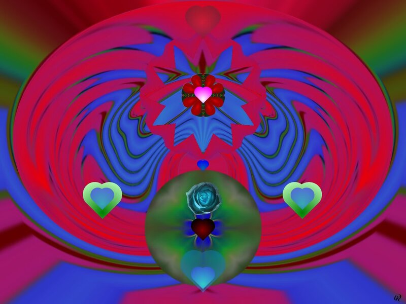 Abstract Heart and Rose Design
