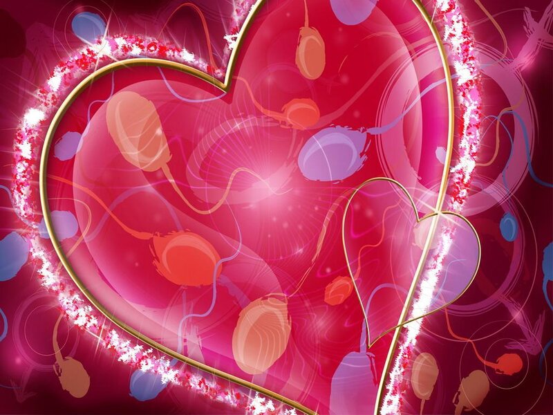 Abstract Heart Design — Red, Romantic, Digital Art, Glow, Lines