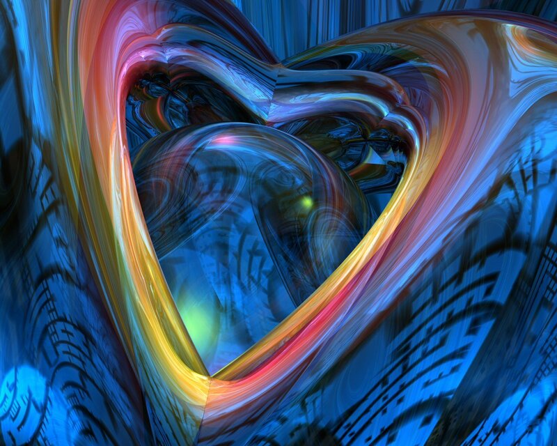 Abstract heart-shaped fractal art