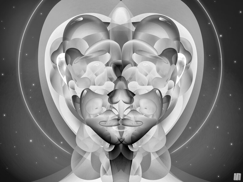 Abstract heart-shaped fractal art