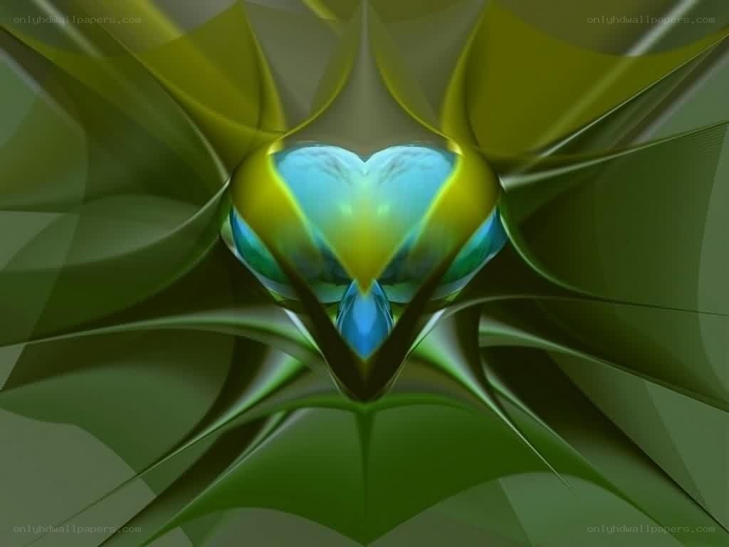 Abstract heart-shaped fractal design
