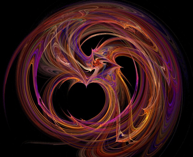Abstract heart swirl art