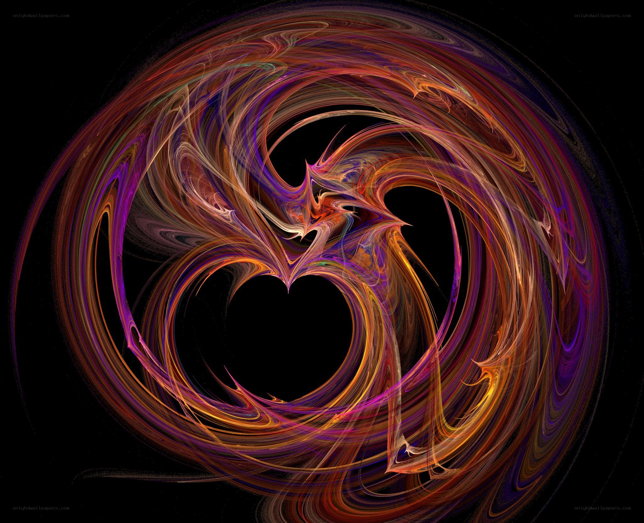 Abstract heart swirl art