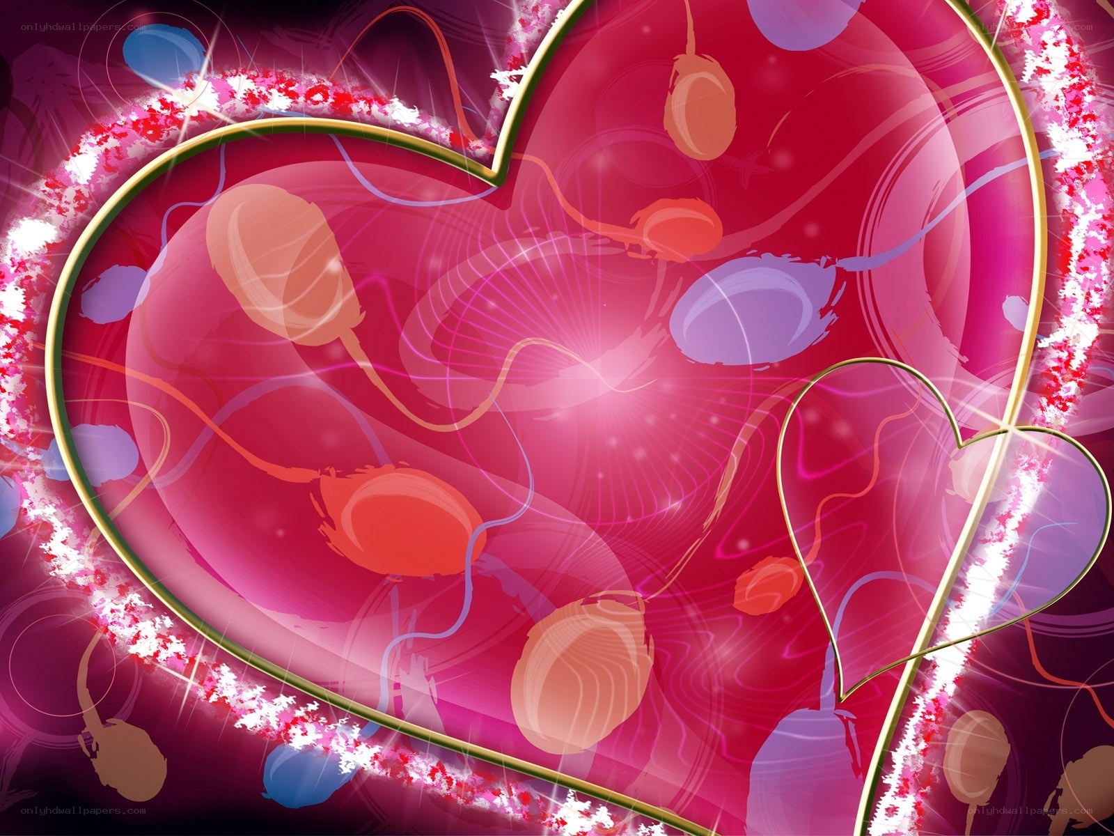 Abstract heart with glowing particles