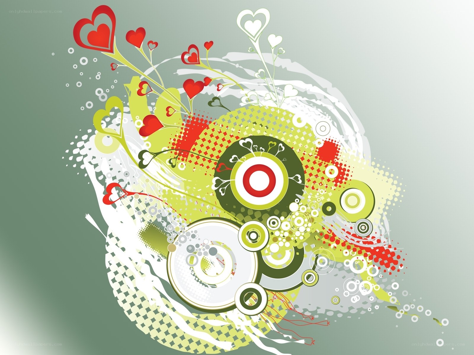 abstract hearts and circles design