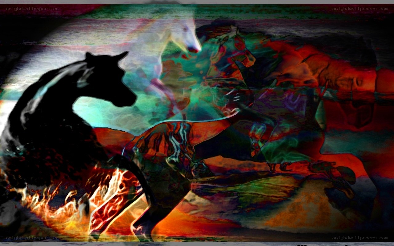 Abstract horse art collage
