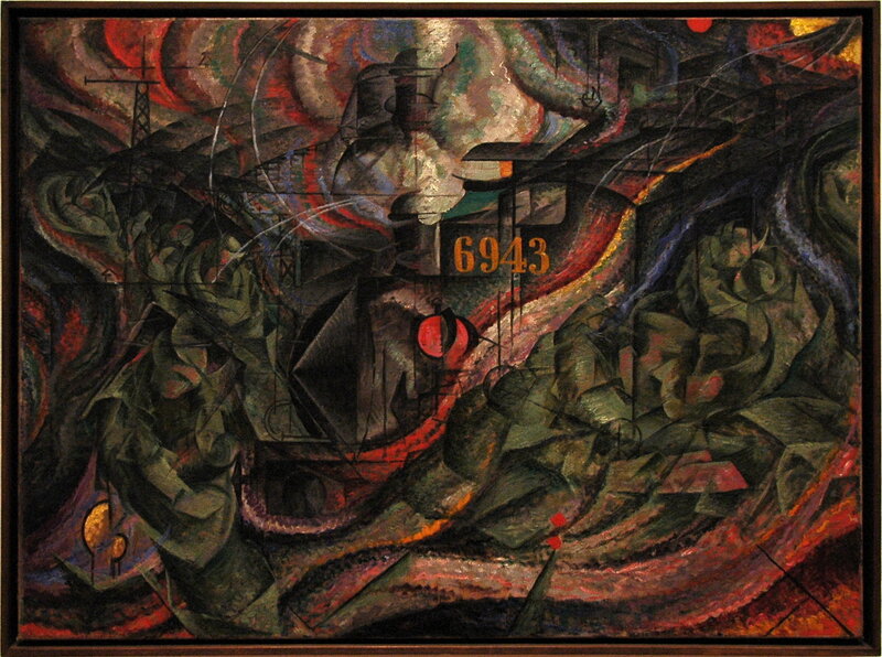 Abstract industrial landscape painting