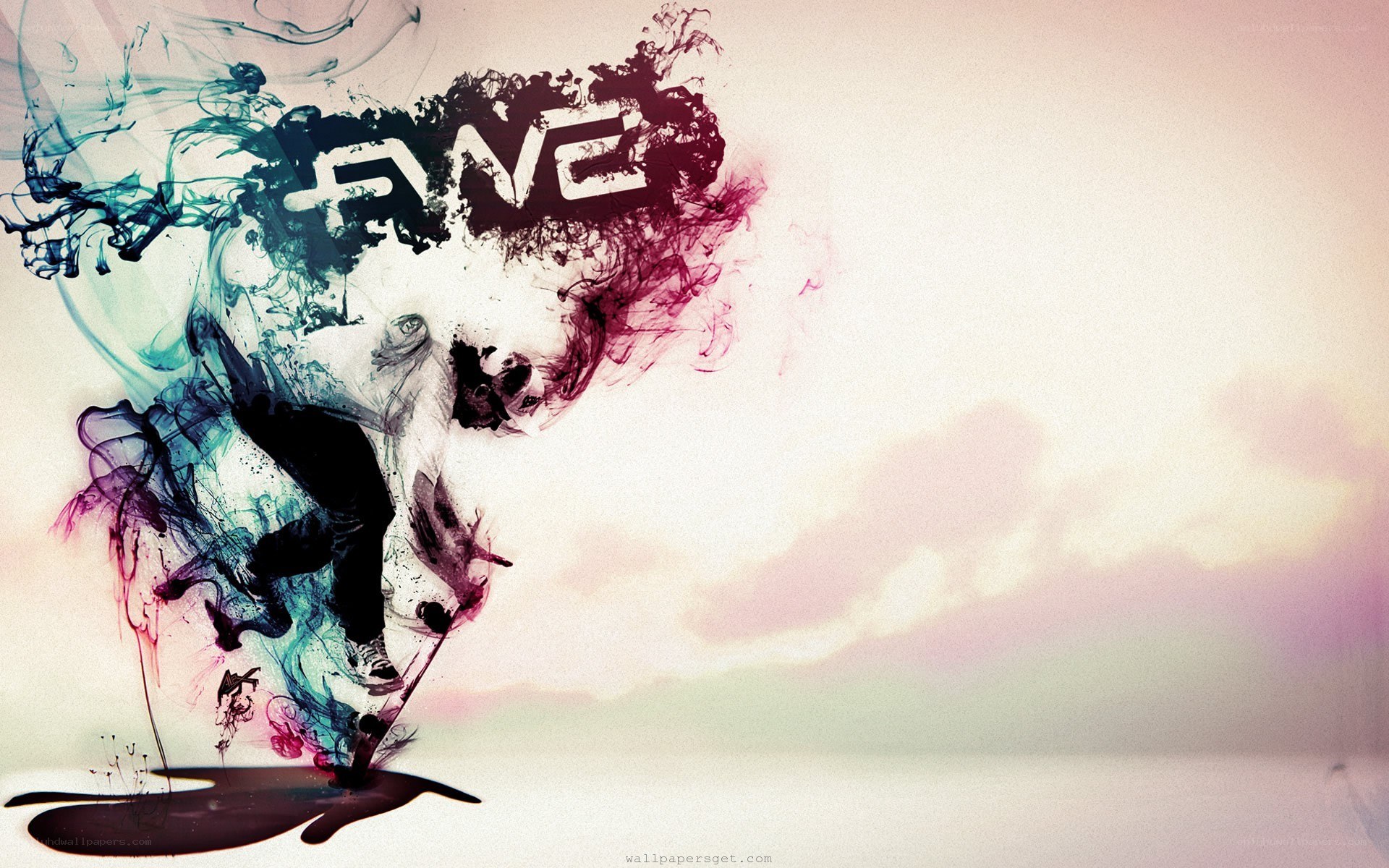 abstract ink art with text