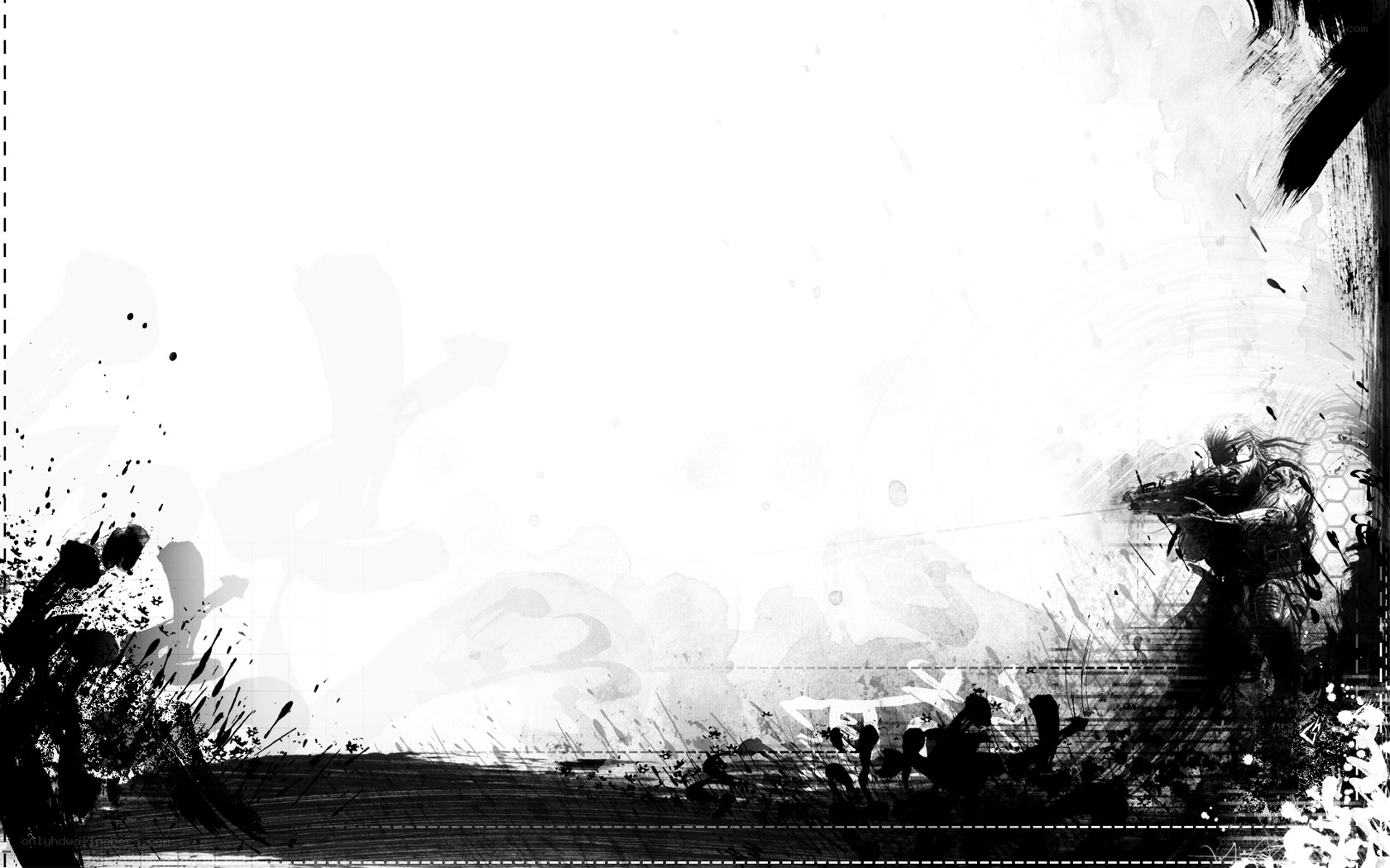 abstract ink art with warrior