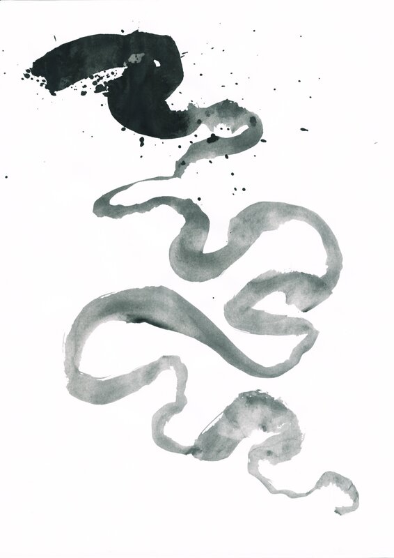 Abstract ink brush strokes