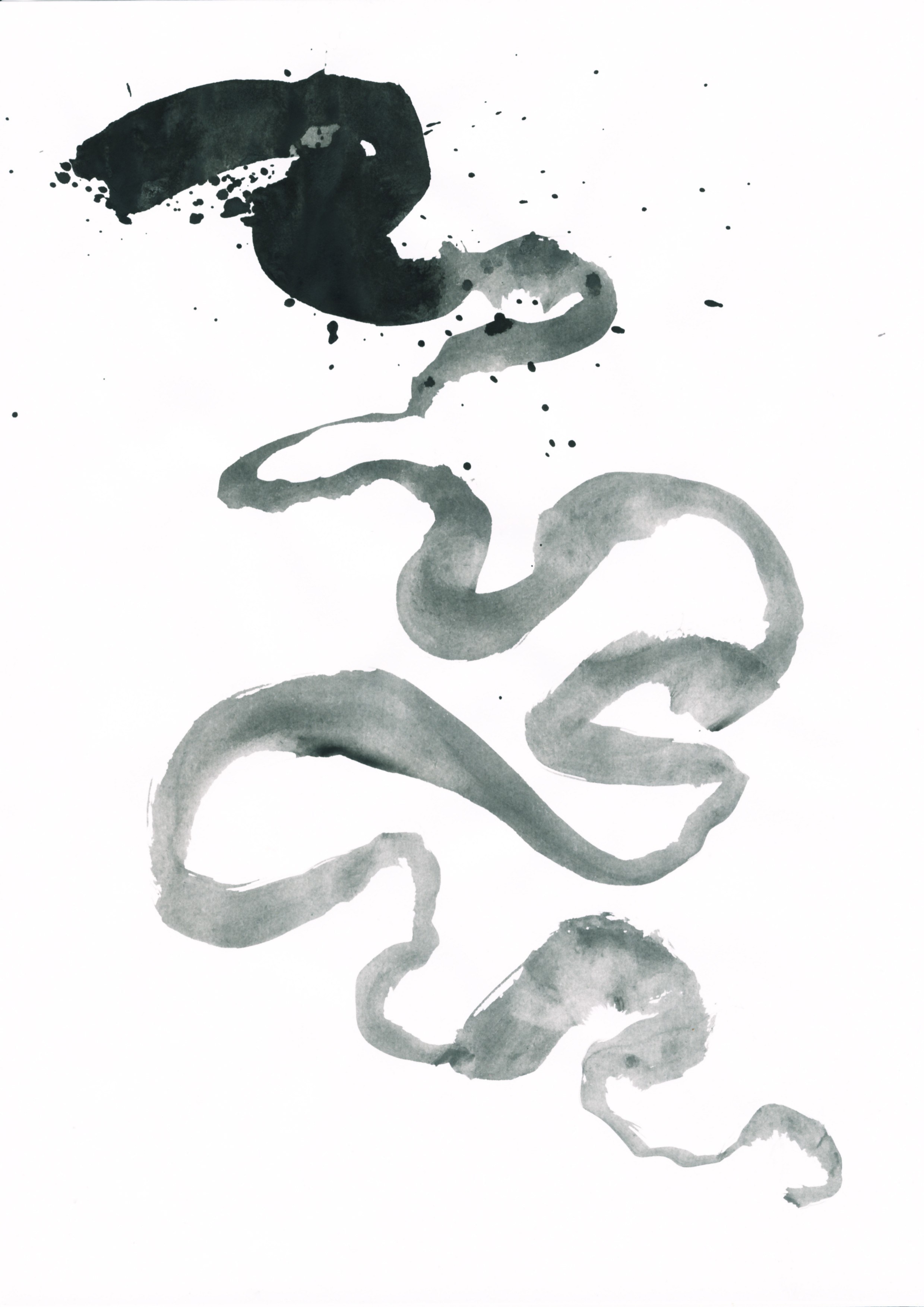 Abstract ink brush strokes