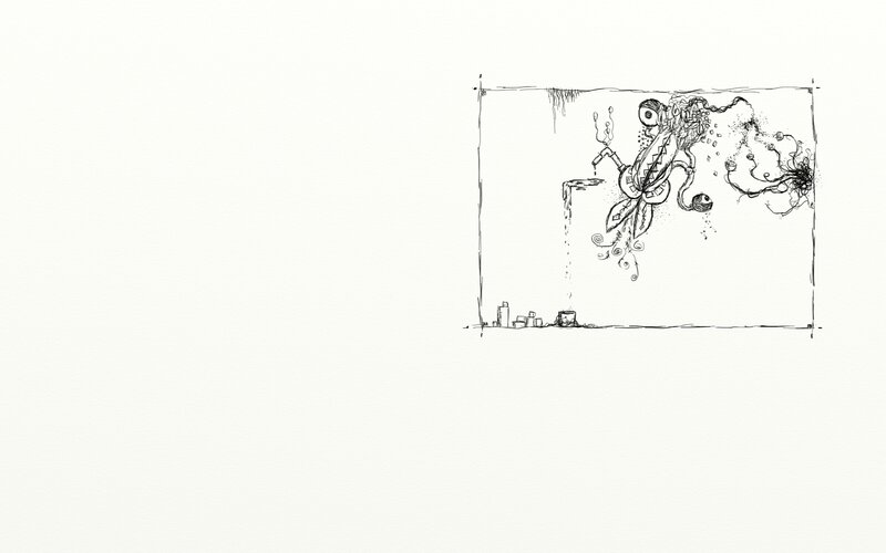 abstract ink drawing of a creature